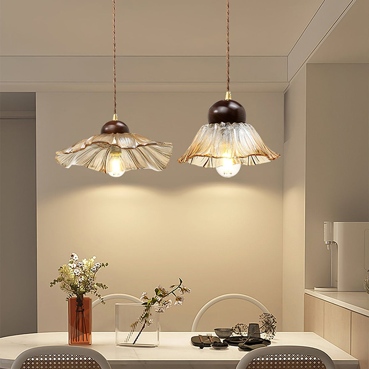 Ribbed Floral Pendant Light