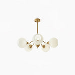 Ribbed Glass Globe Chandelier in Brass for Modern Interiors