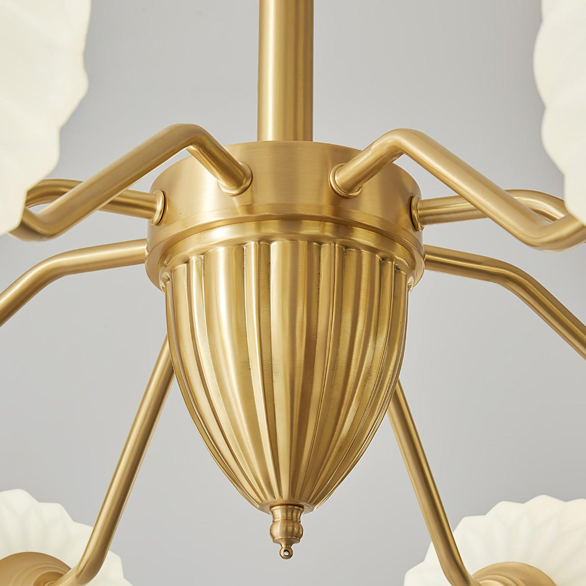 Ribbed Glass Globe Chandelier in Brass for Modern Interiors