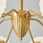 Ribbed Glass Globe Chandelier in Brass for Modern Interiors