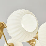 Ribbed Glass Globe Chandelier in Brass for Modern Interiors