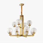 Helios Ribbed Glass Chandelier in Aged Brass, Modern Luxury Lighting