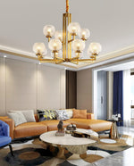 Helios Ribbed Glass Chandelier in Aged Brass, Modern Luxury Lighting