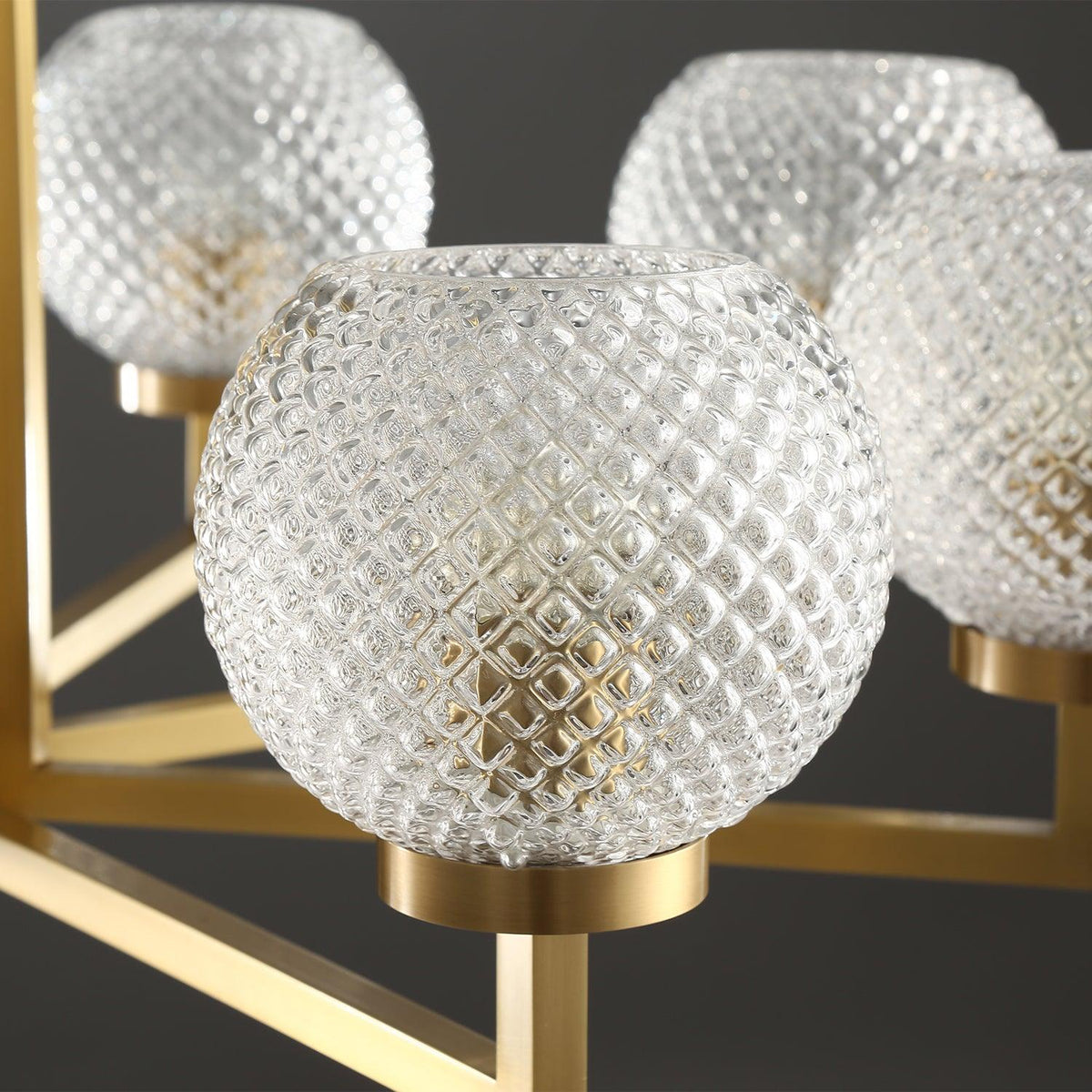 Helios Ribbed Glass Chandelier in Aged Brass, Modern Luxury Lighting