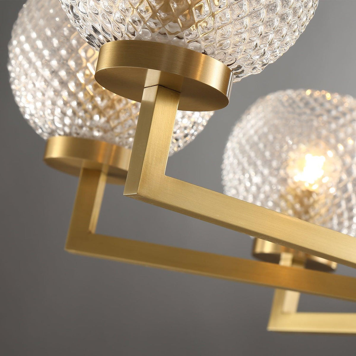 Helios Ribbed Glass Chandelier in Aged Brass, Modern Luxury Lighting