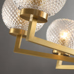 Helios Ribbed Glass Chandelier in Aged Brass, Modern Luxury Lighting