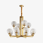 Helios Ribbed Glass Chandelier in Aged Brass, Modern Luxury Lighting