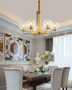 Helios Ribbed Glass Chandelier in Aged Brass, Modern Luxury Lighting