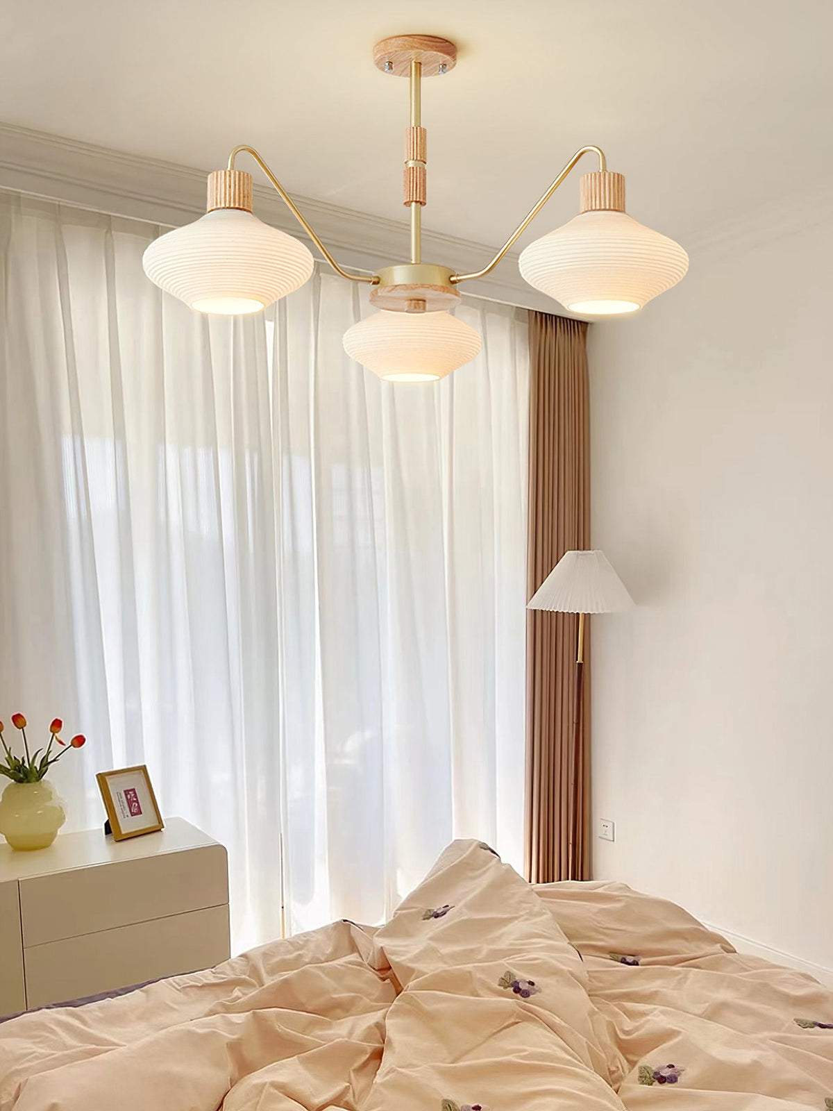 Ribbed Rubberwood Chandelier