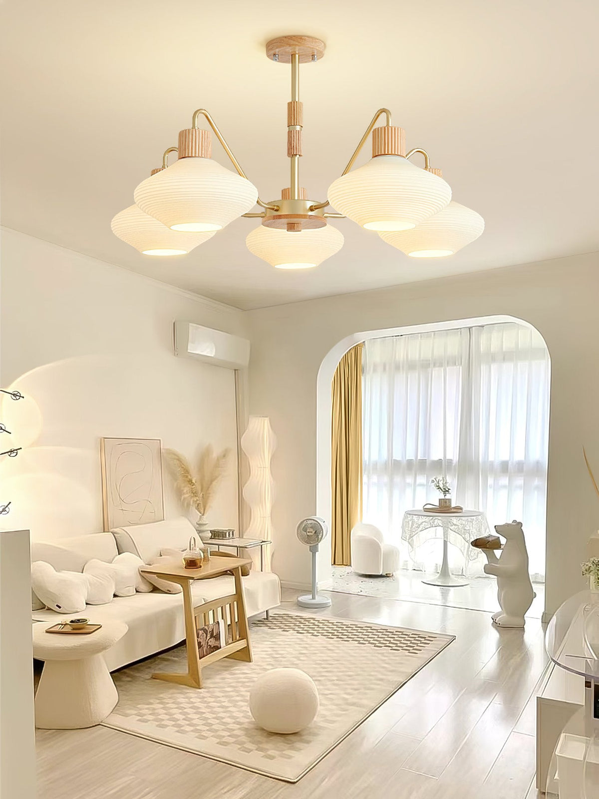 Ribbed Rubberwood Chandelier