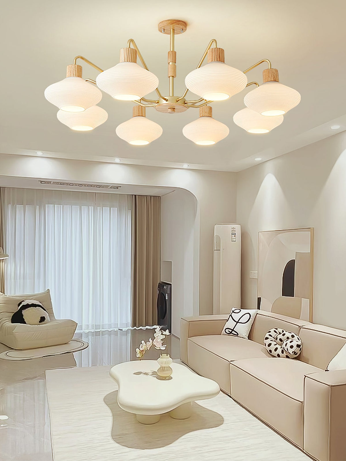 Ribbed Rubberwood Chandelier