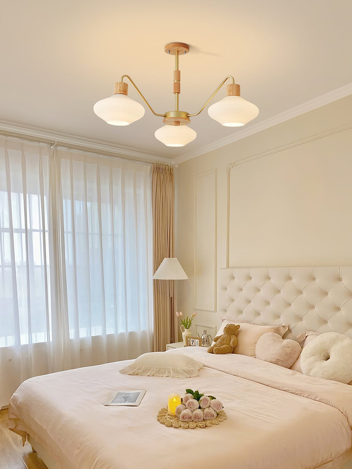 Ribbed Rubberwood Chandelier
