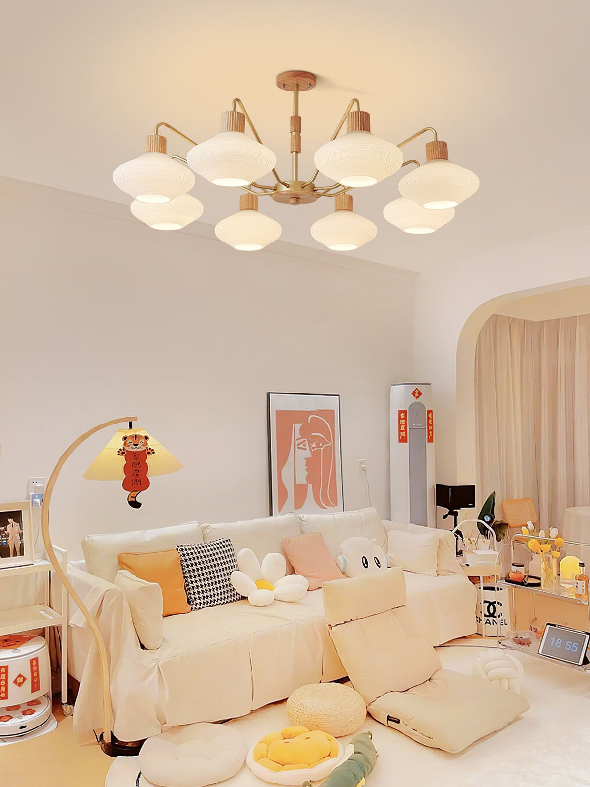 Ribbed Rubberwood Chandelier