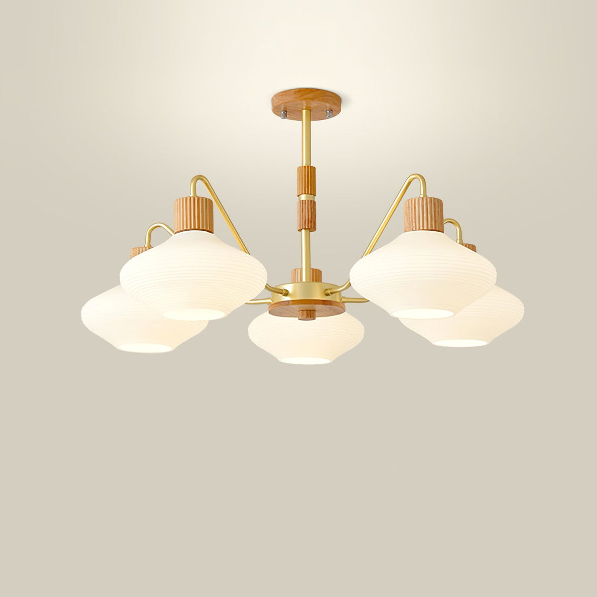 Ribbed Rubberwood Chandelier