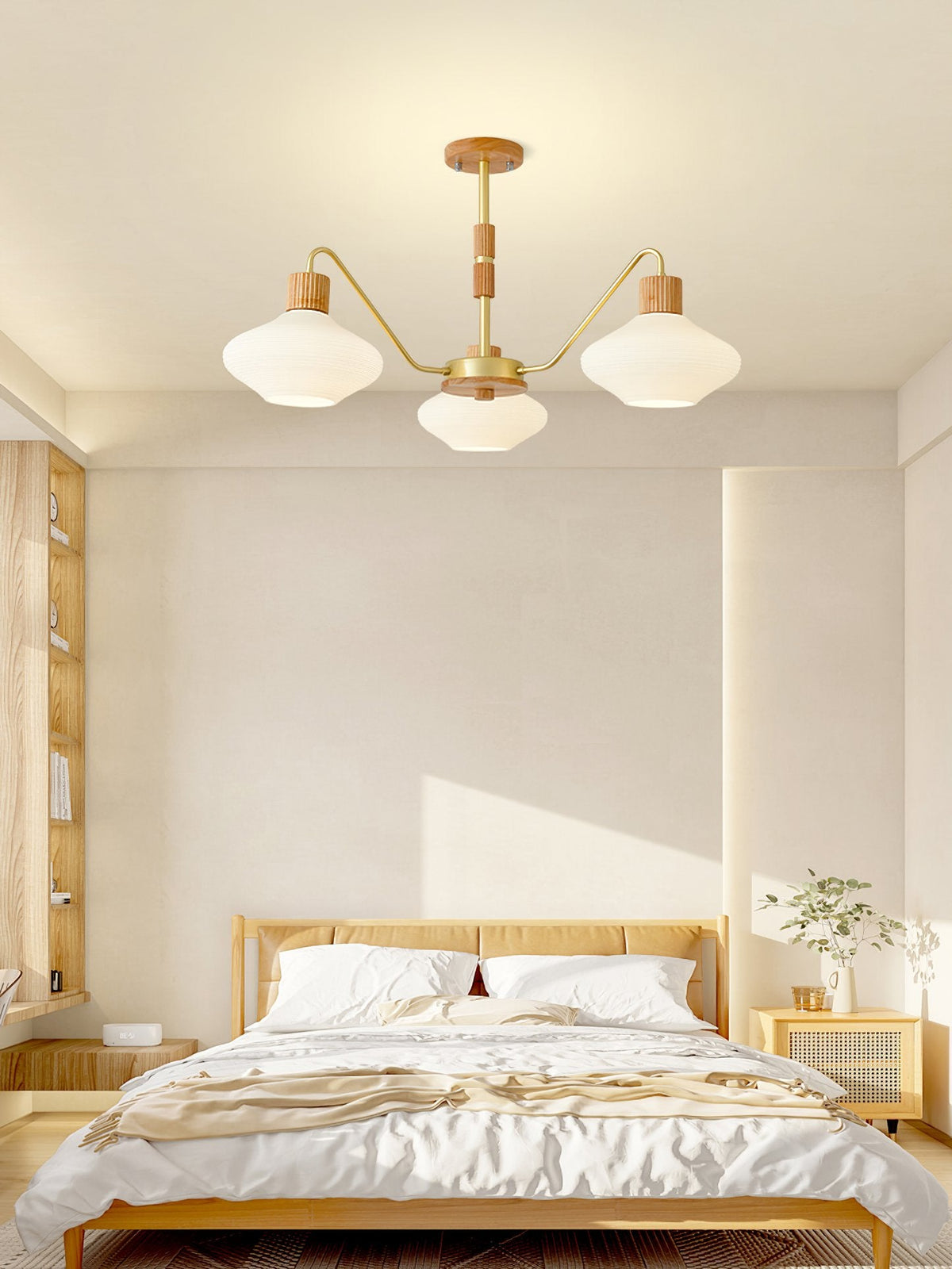 Ribbed Rubberwood Chandelier