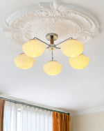 Ribbed Walnut Ceiling Lamp – Modern Flush Mount Light for Living Room & Bedroom