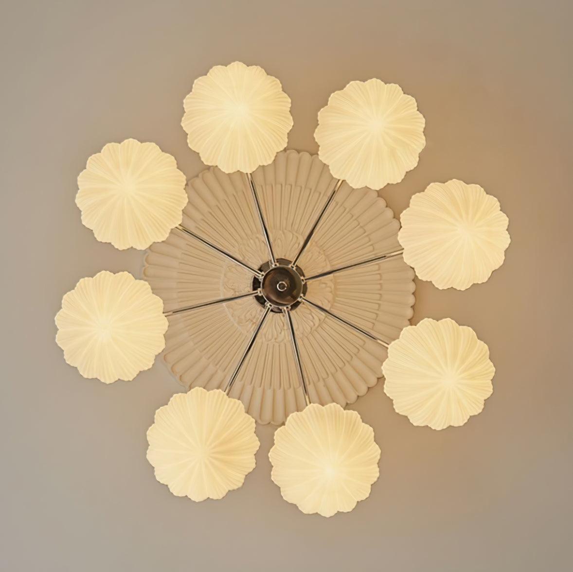 Ribbed Walnut Ceiling Lamp – Modern Flush Mount Light for Living Room & Bedroom
