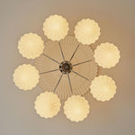 Ribbed Walnut Ceiling Lamp – Modern Flush Mount Light for Living Room & Bedroom