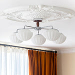 Ribbed Walnut Ceiling Lamp – Modern Flush Mount Light for Living Room & Bedroom
