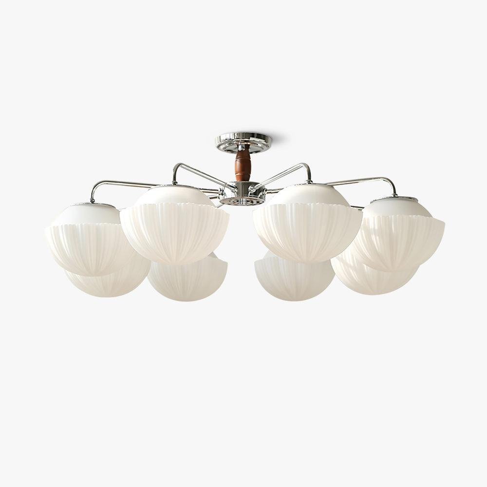 Ribbed Walnut Ceiling Lamp – Modern Flush Mount Light for Living Room & Bedroom