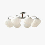 Ribbed Walnut Ceiling Lamp – Modern Flush Mount Light for Living Room & Bedroom