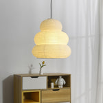 Rice Paper Swag Pendant Light – Handcrafted Mulberry Paper Hanging Lamp