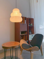 Rice Paper Swag Pendant Light – Handcrafted Mulberry Paper Hanging Lamp