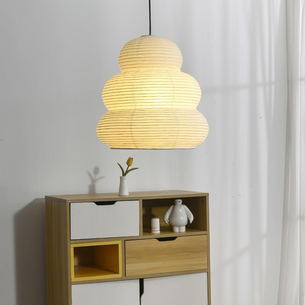 Rice Paper Swag Pendant Light – Handcrafted Mulberry Paper Hanging Lamp