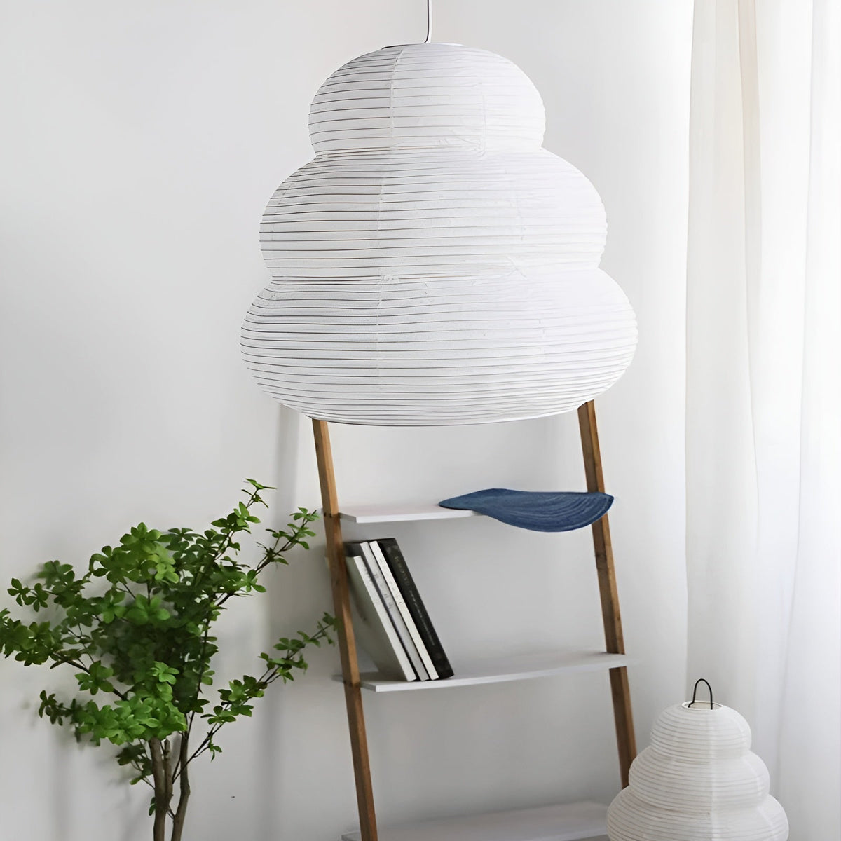 Rice Paper Swag Pendant Light – Handcrafted Mulberry Paper Hanging Lamp