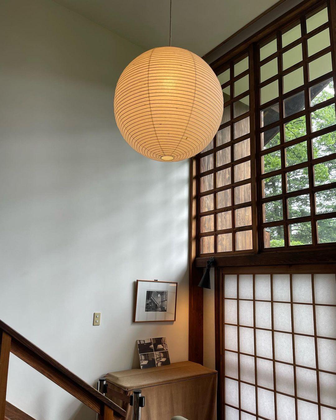 Handmade Mulberry Paper Pendant Light – Mid-Century Modern Washi Shade