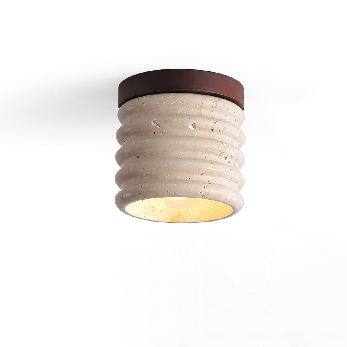Ridge Artisan Travertine Ceiling Light – Modern Flush Mount for Bedroom, Living Room & Dining Room