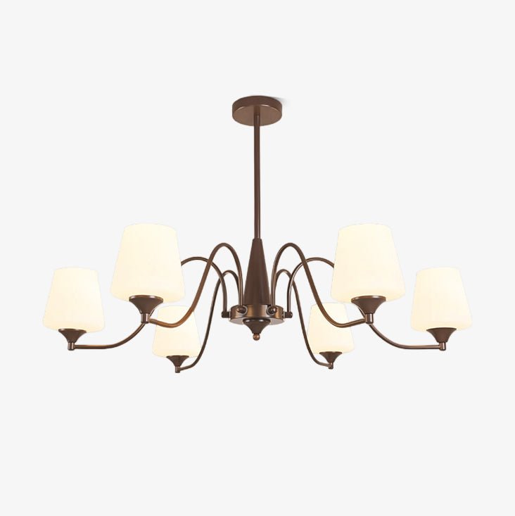 Ridge Chandelier in Brown and Frosted Glass for Dining Room and Living Room