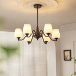 Ridge Chandelier in Brown and Frosted Glass for Dining Room and Living Room