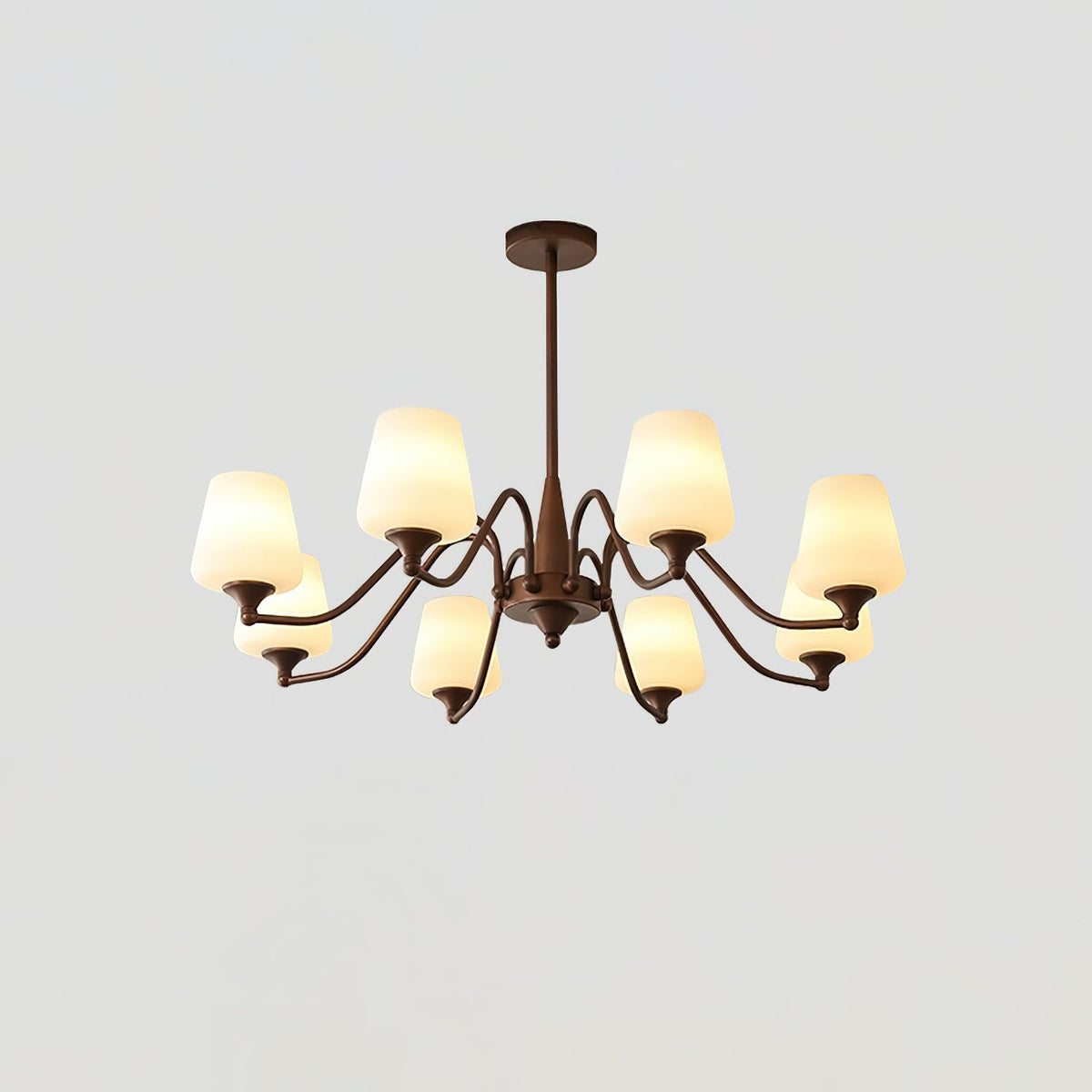 Ridge Chandelier in Brown and Frosted Glass for Dining Room and Living Room