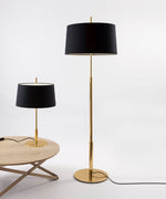 Rilume Modern Floor Lamp with Fabric Drum Shade in Nickel