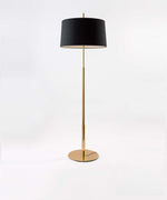 Rilume Modern Floor Lamp with Fabric Drum Shade in Nickel