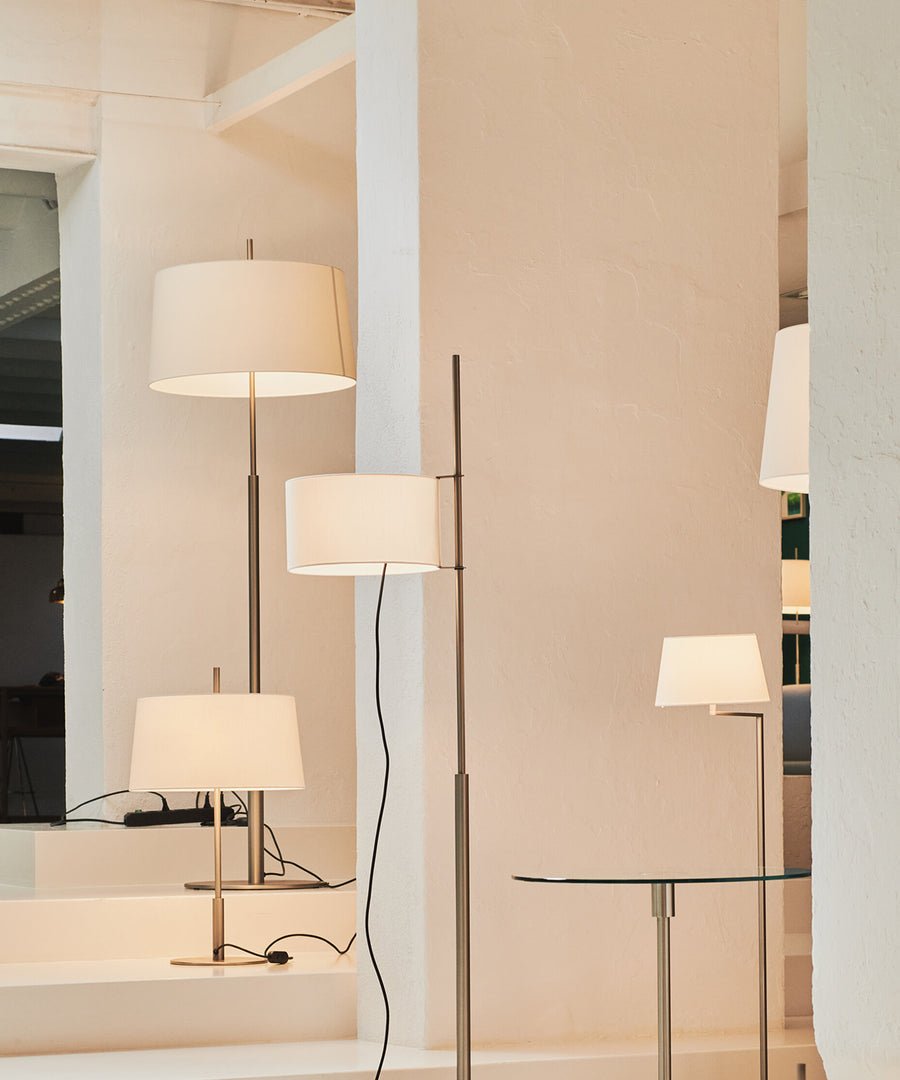 Rilume Table Lamp – Brushed Nickel Fabric Shade for Modern Interiors