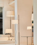 Rilume Table Lamp – Brushed Nickel Fabric Shade for Modern Interiors