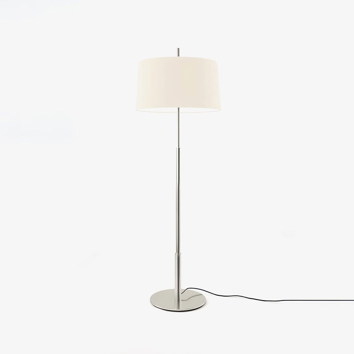Rilume Modern Floor Lamp with Fabric Drum Shade in Nickel