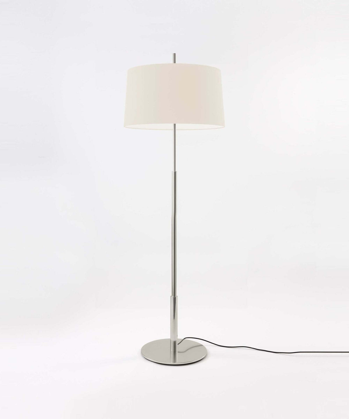 Rilume Modern Floor Lamp with Fabric Drum Shade in Nickel