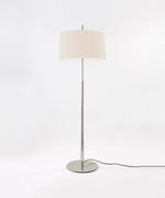Rilume Modern Floor Lamp with Fabric Drum Shade in Nickel