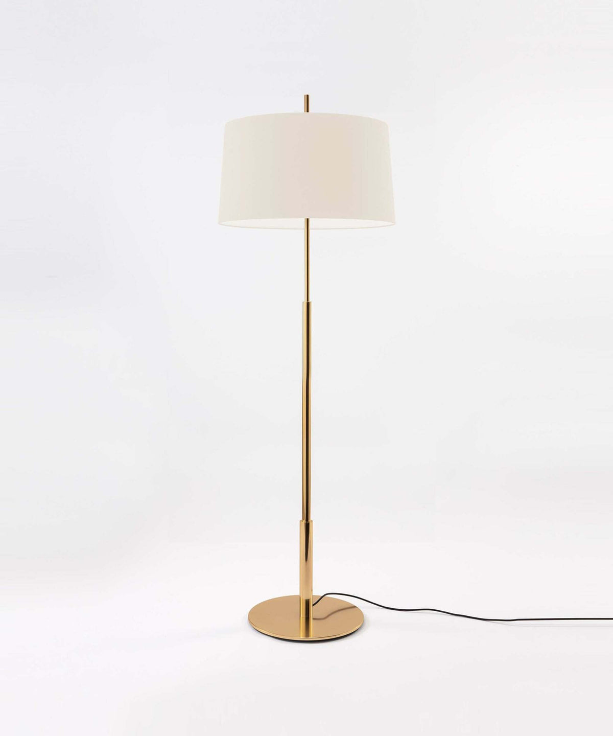 Rilume Modern Floor Lamp with Fabric Drum Shade in Nickel