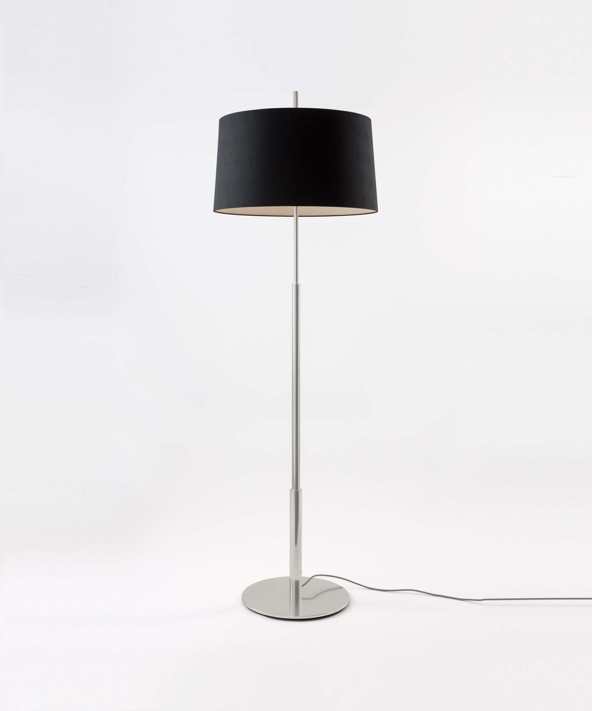 Rilume Modern Floor Lamp with Fabric Drum Shade in Nickel