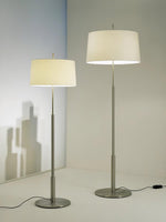 Rilume Modern Floor Lamp with Fabric Drum Shade in Nickel