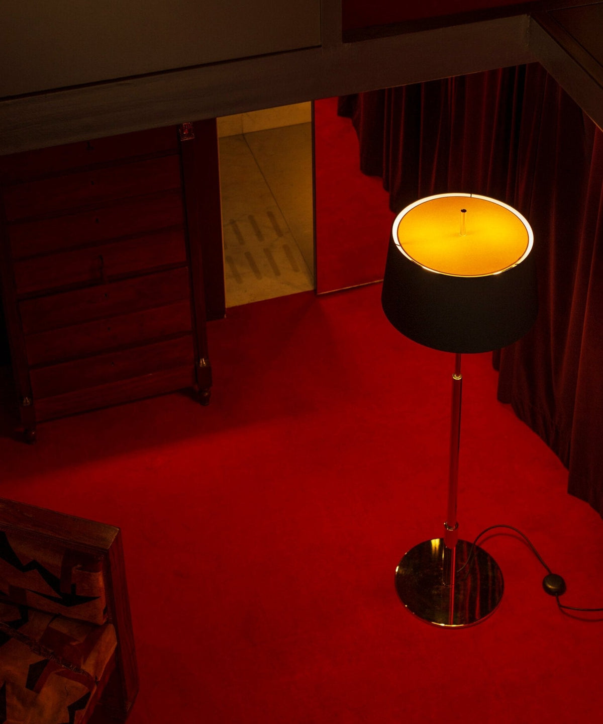 Rilume Modern Floor Lamp with Fabric Drum Shade in Nickel