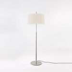 Rilume Modern Floor Lamp with Fabric Drum Shade in Nickel