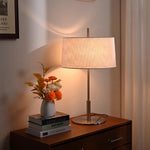 Rilume Table Lamp – Brushed Nickel Fabric Shade for Modern Interiors