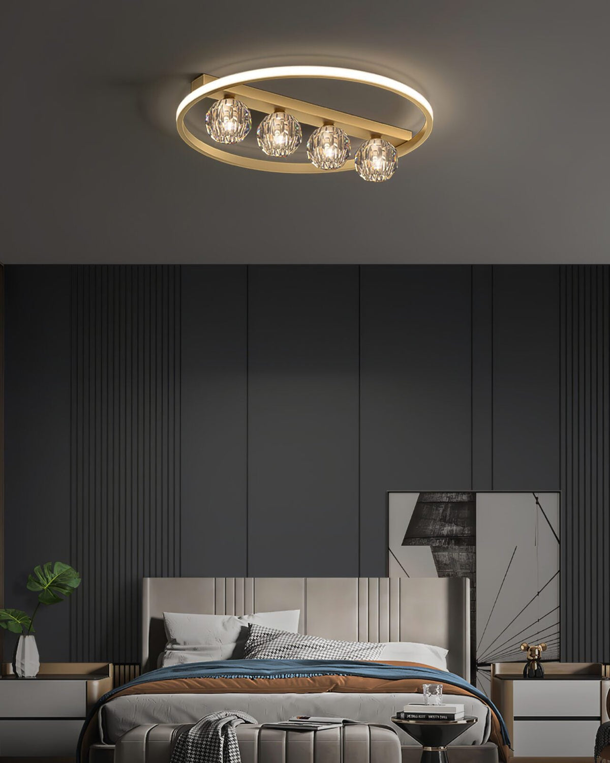 Ring Crystal Ball Ceiling Lamp