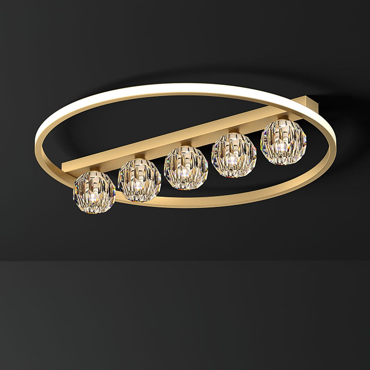 Ring Crystal Ball Ceiling Lamp