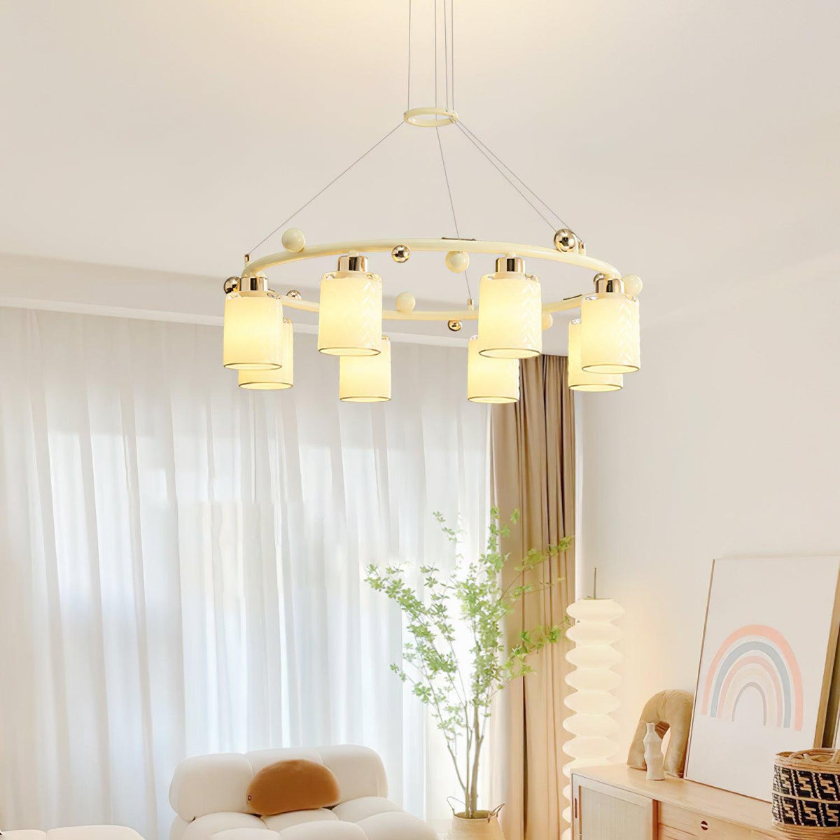 Ring Glass Cup Chandelier Modern Pendant Light for Dining Room